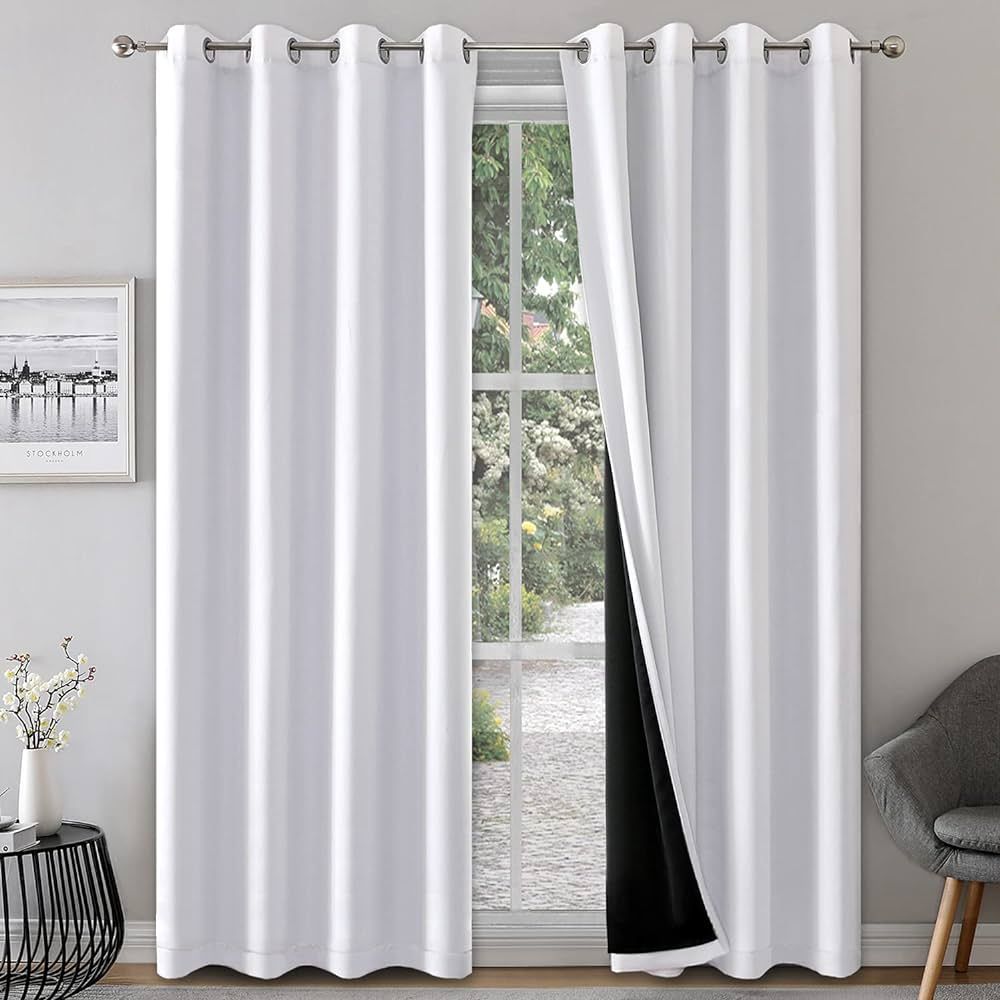 100% Blackout Curtains 2 Panels - Completely Blackout Window Drapes Thermal Insulate Double Layer... | Amazon (US)