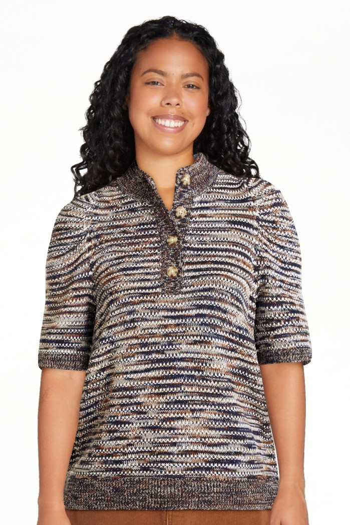Scenario Women's and Women's Plus Henley Sweater with Puff Sleeves, Lightweight, Sizes XS-4X | Walmart (US)