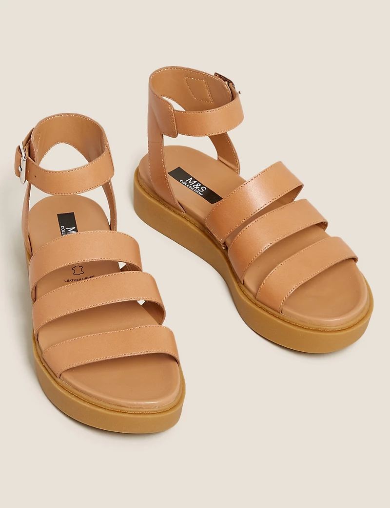 Leather Ankle Strap Flat Sandals | Marks & Spencer (UK)