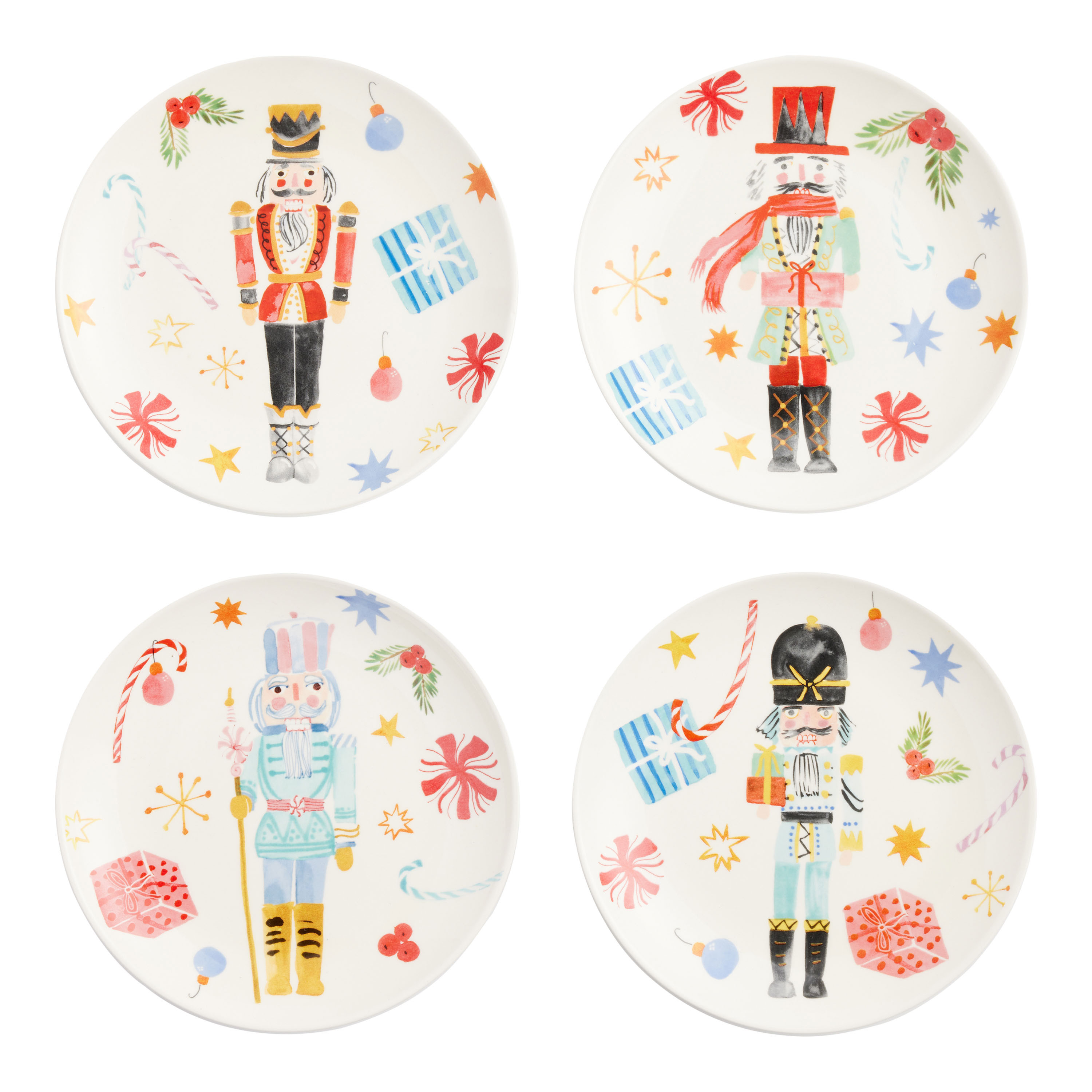 Watercolor Holiday Nutcracker Plates 4 Pack | World Market