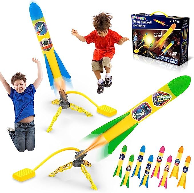 SpringFlower 2 Pack Toy Rocket Launcher for Kids,2 Toy Rocket Launchers 8 Colorful Foam Rockets, ... | Amazon (US)