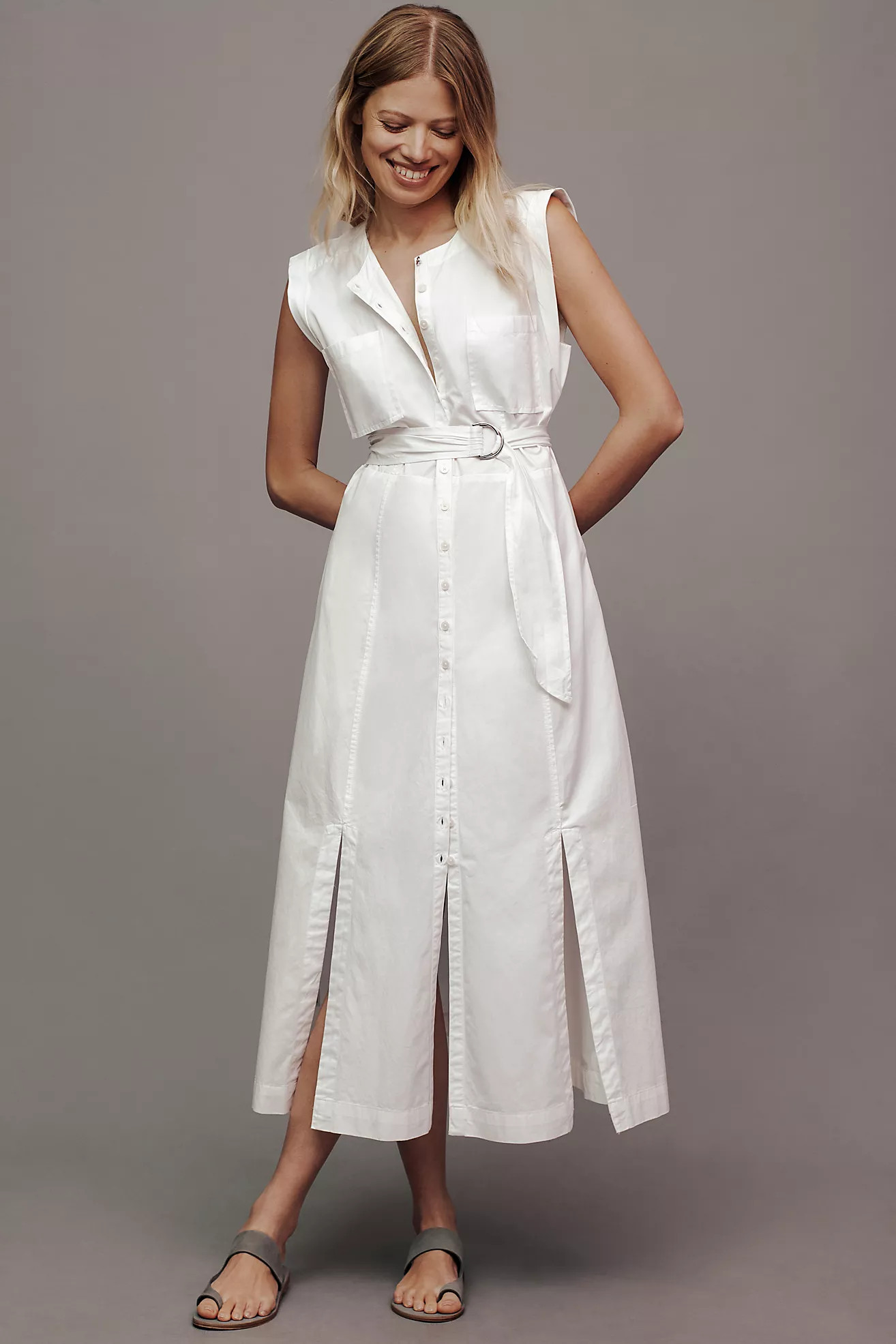 Derek Lam 10 Crosby Karina Cap-Sleeve Midi Shirt Dress | Anthropologie (US)