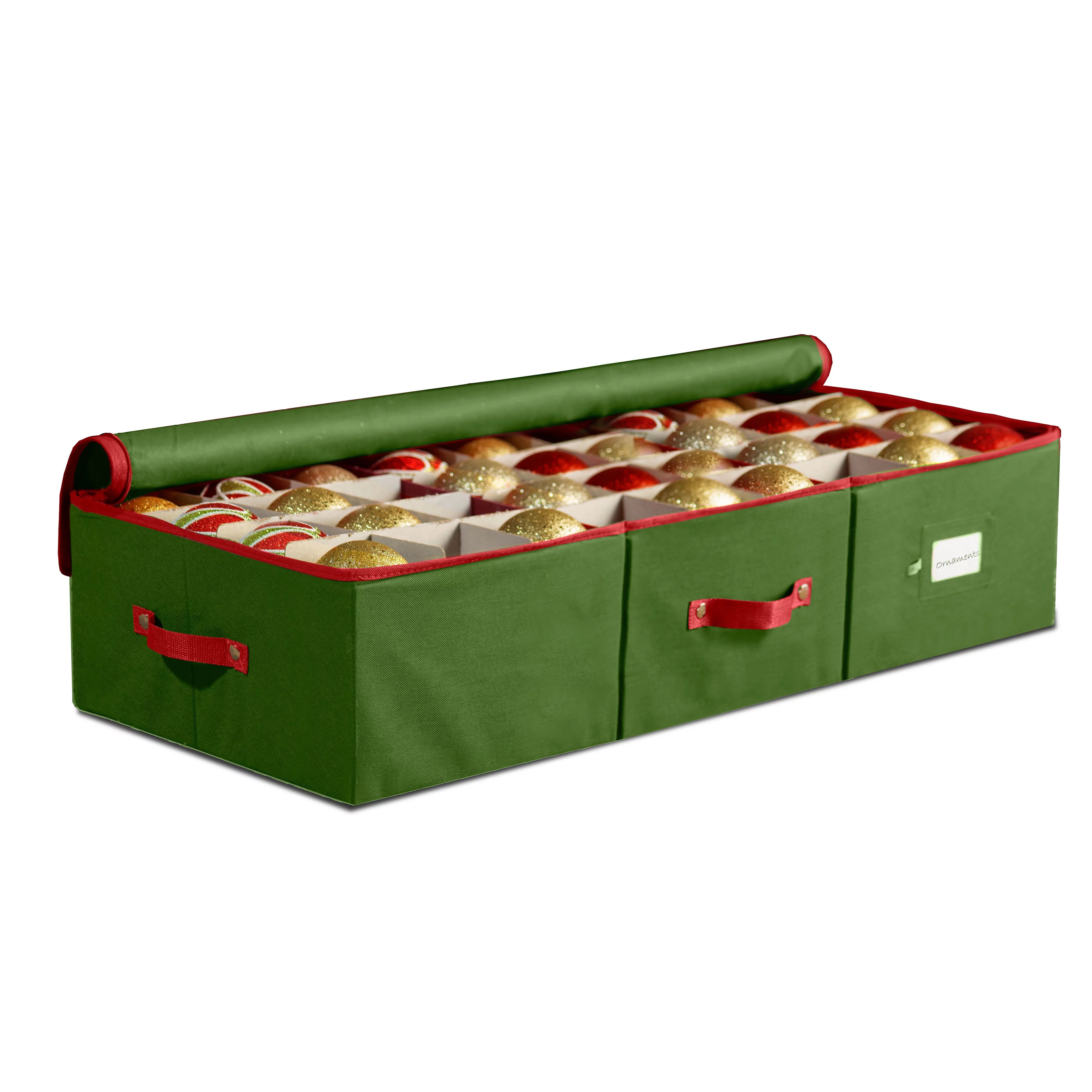 Underbed Christmas Ornament Storage Box with Zippered Closure - Storage Container with Dividers, ... | Walmart (US)