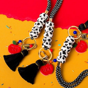 Composition Book Teacher Lanyard: Apple Charm and Black Tassel | Etsy (Global)