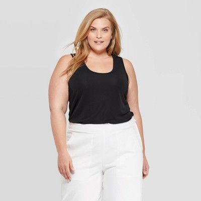 Women's Plus Size Sleeveless Scoop Neck Tank Top - Prologue™ Black | Target