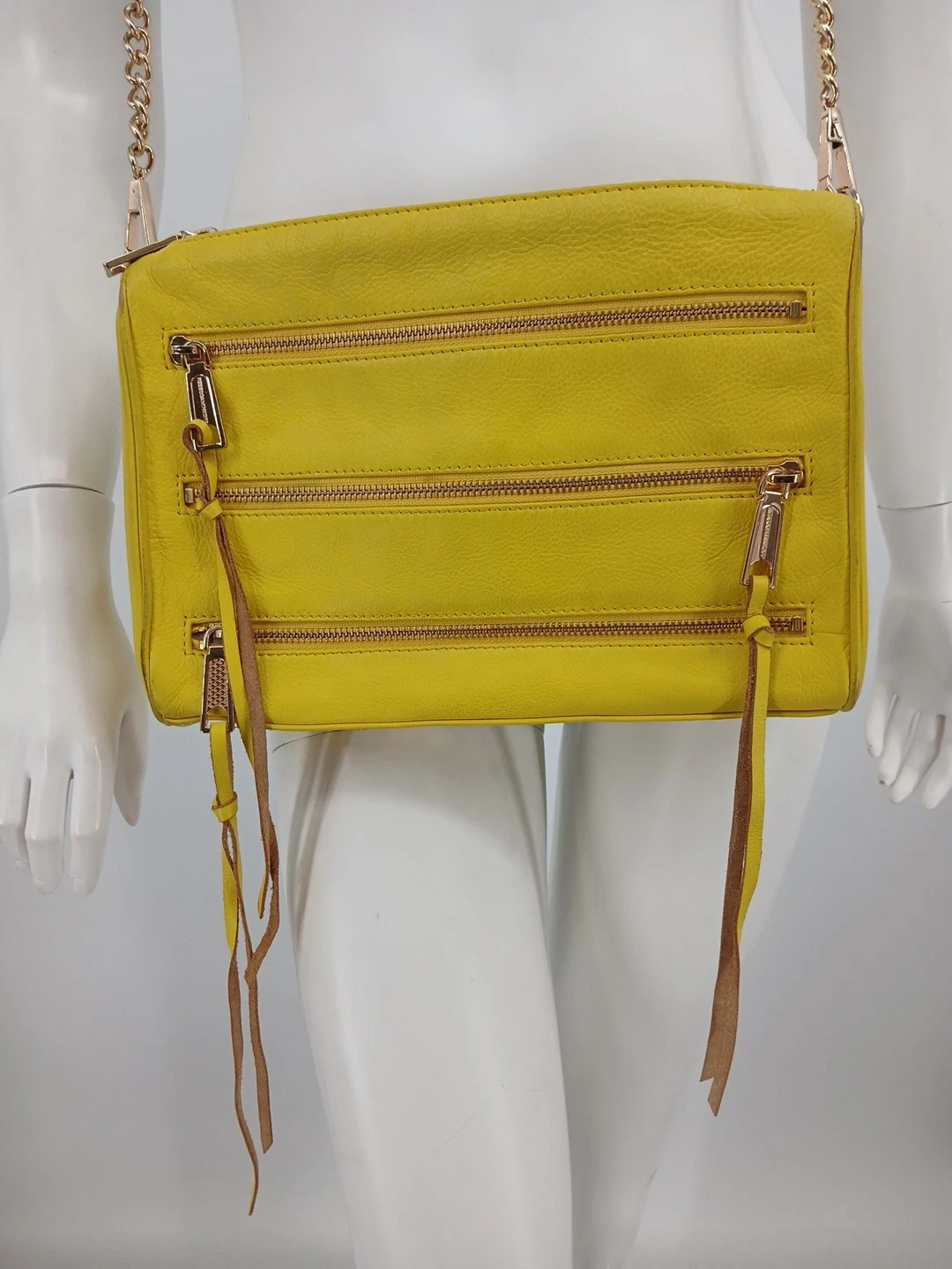 Rebecca Minkoff Yellow Leather Crossbody Bag Purse Zipper | eBay AU