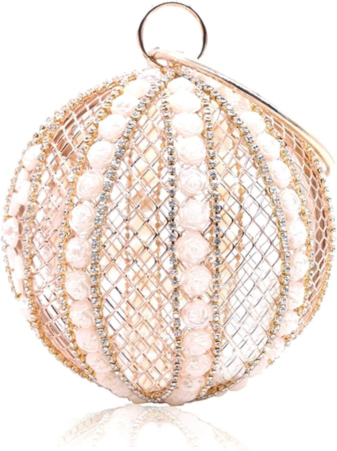 Lanpet Women Round Ball Crystal Evening Clutch Purse Tassel Wedding Party Handbags | Amazon (US)