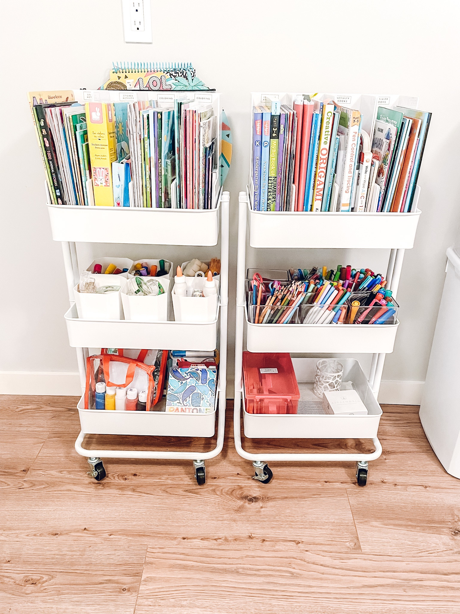 Playroom organization. The Container Store 3-Tier Rolling Cart. Home Edit Tall Bin Organizer. Poppin Magazine Holder. Amazon Crayola Pip Squeaks Marker Set✨

#LTKkids #LTKfamily #LTKhome