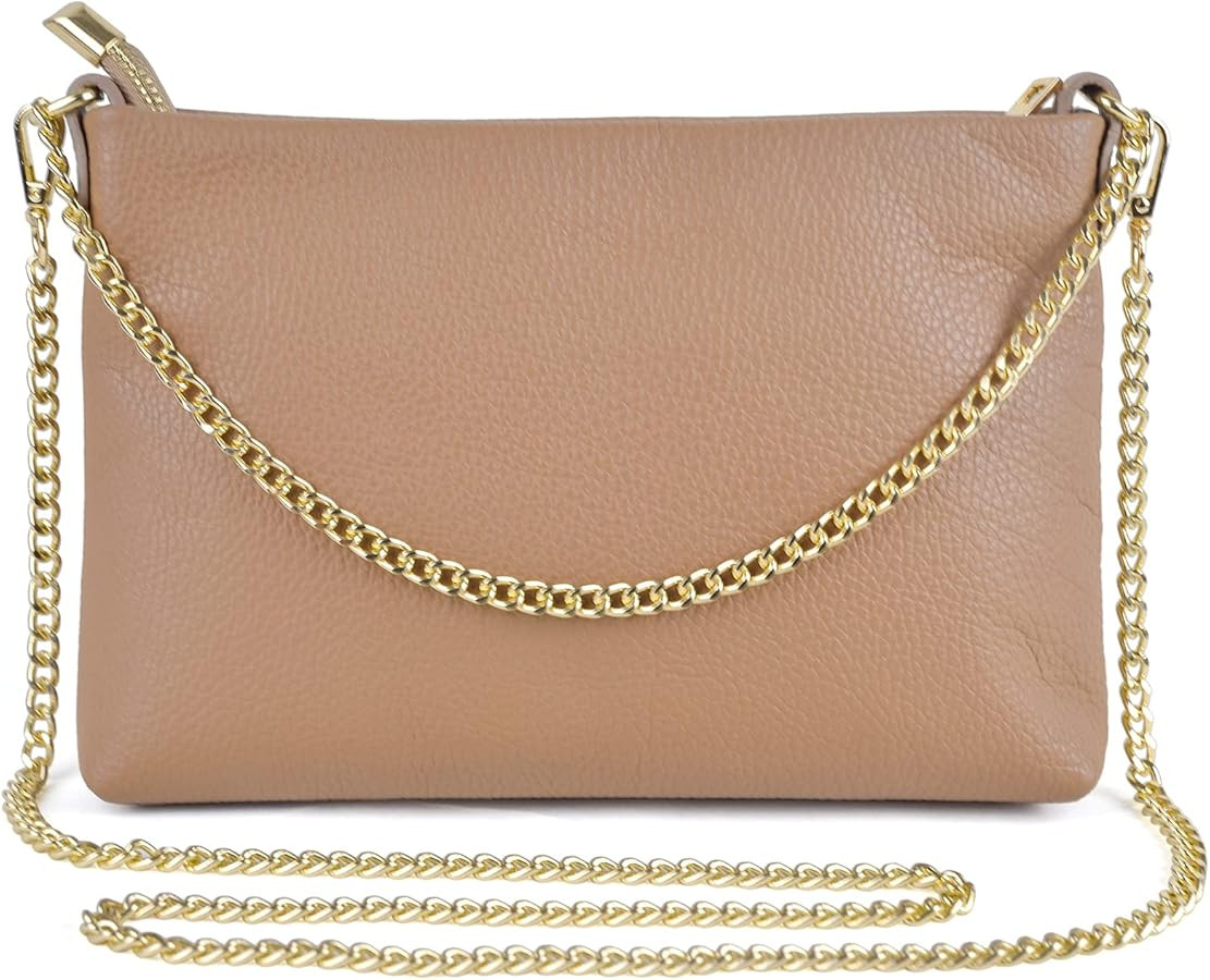 Dasein Italian Genuine Leather Handbag for Women Clutch Evening Bag Gold Chain Strap Shoulder Bag... | Amazon (US)