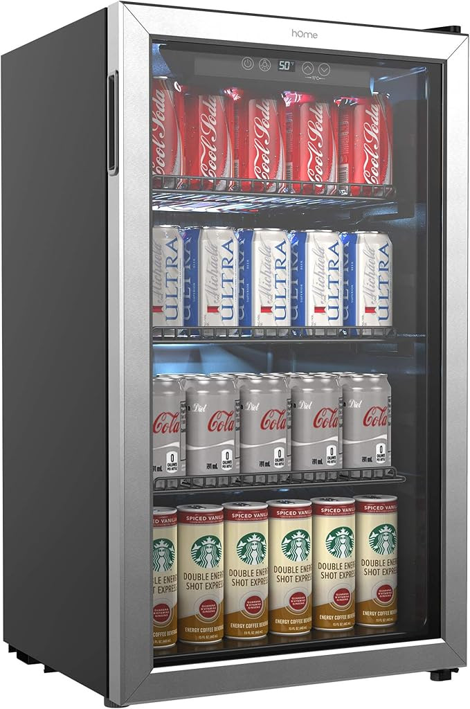 hOmeLabs Beverage Refrigerator and Cooler - 120 Can Mini Fridge with Glass Door for Soda Beer or ... | Amazon (US)