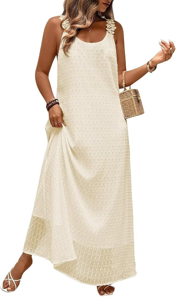 Falechay Summer Dresses for Women 2026 Beach Lace Spaghetti Strap Maxi Wedding Guest Dress Boho C... | Amazon (US)