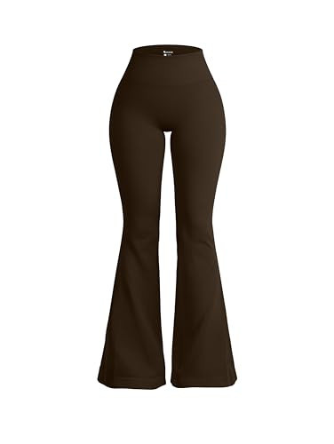 OQQ Women's Flared Pants High Waisted Yoga Leggings Stretchy Bell Buttom Wide Leg Darkbrown | Amazon (US)