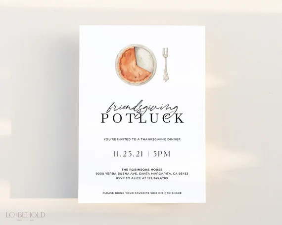 Minimalist Friendsgiving Dinner Invitation Template DIY Instant Download Modern Fall Thanksgiving... | Etsy (US)