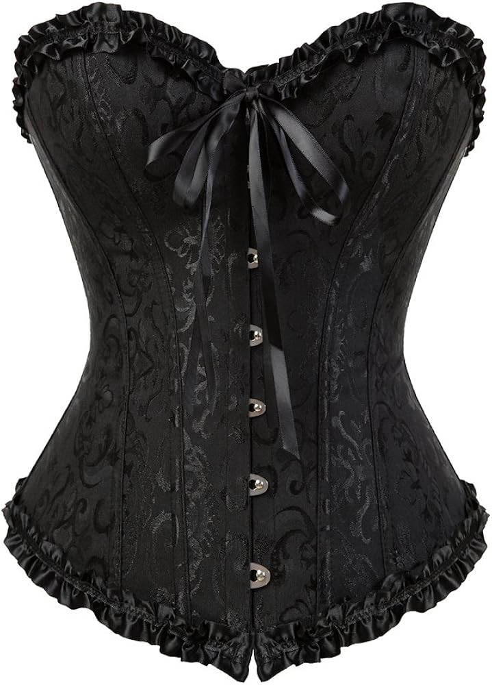 Zhitunemi Black Corset Top for Women Pirate Corsets Shapewear Steampunk Corset Overbust | Amazon (US)