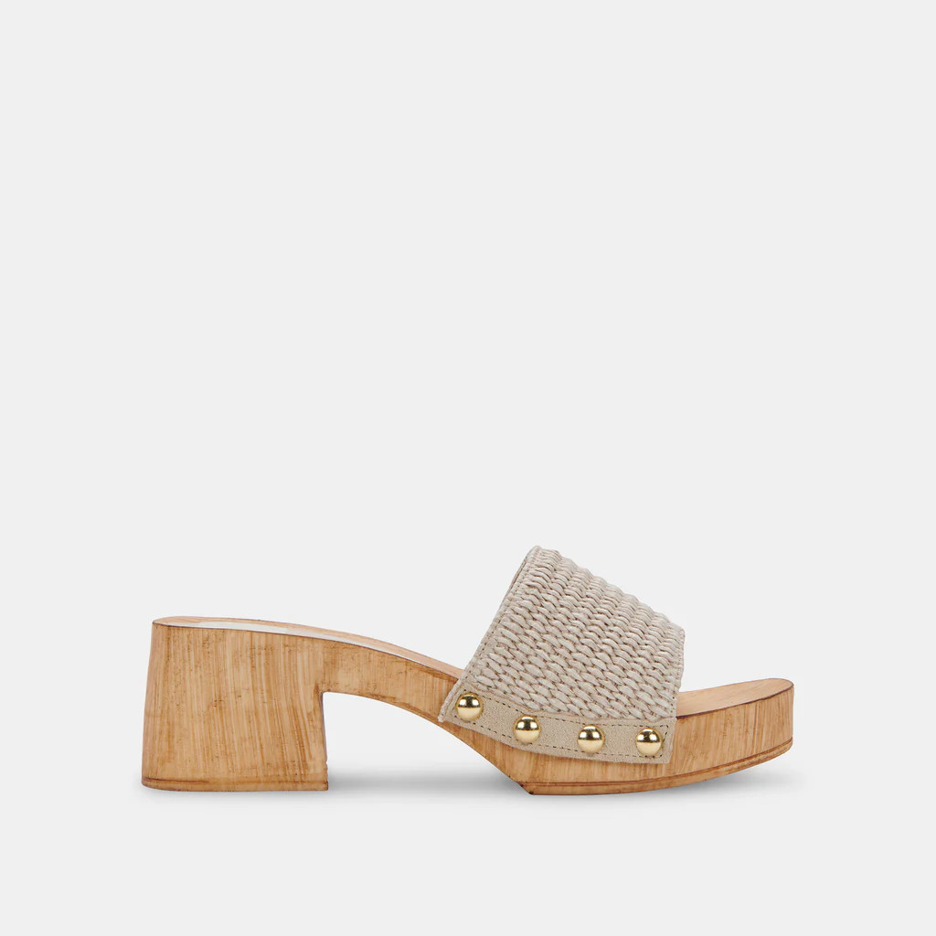 OAKLEY HEELS OATMEAL RAFFIA | DolceVita.com