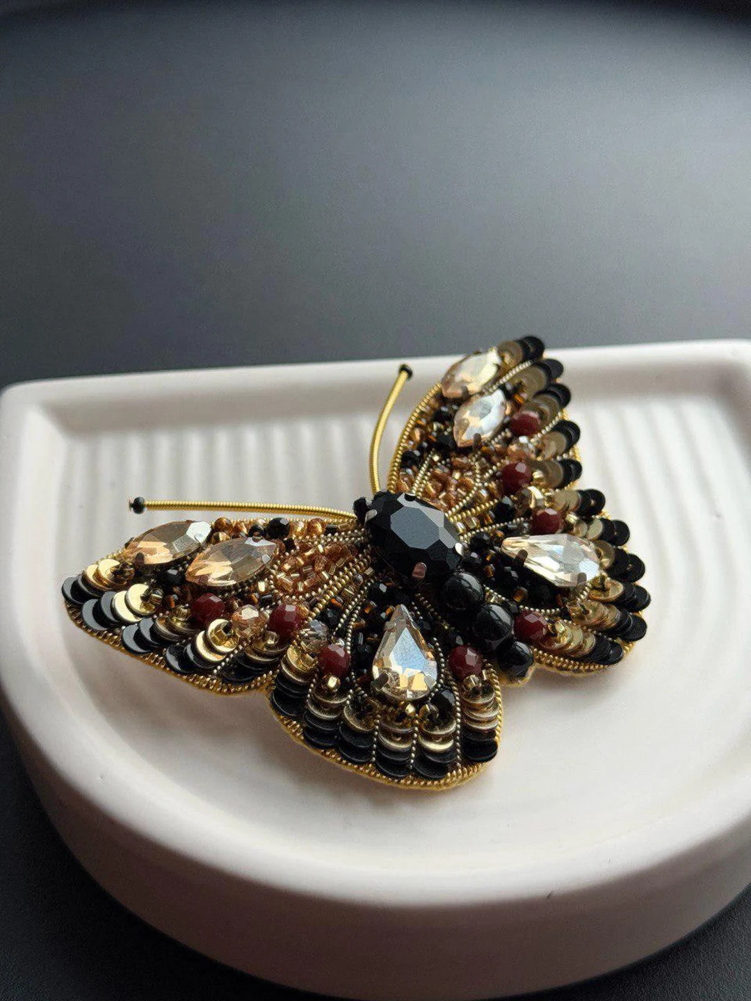 Embroidered Butterfly Brooch, Handmade Insect Pin | Etsy (US)