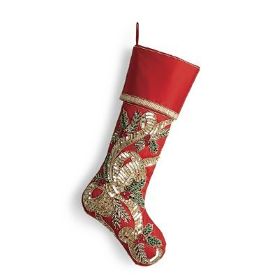 Looped Bow Embellished Stocking | Frontgate | Frontgate