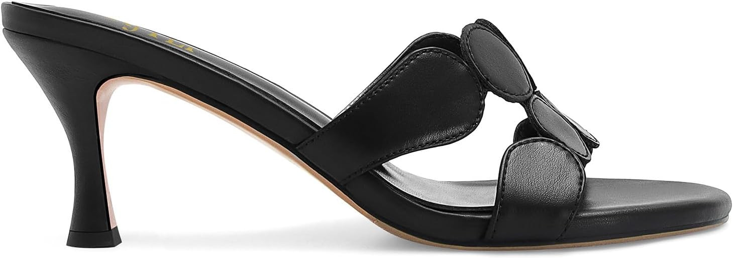 Kitten Heels Mules for Women Circle Cutout Slip on Slides Heel Sandals Casual Summer Travel Dress... | Amazon (US)