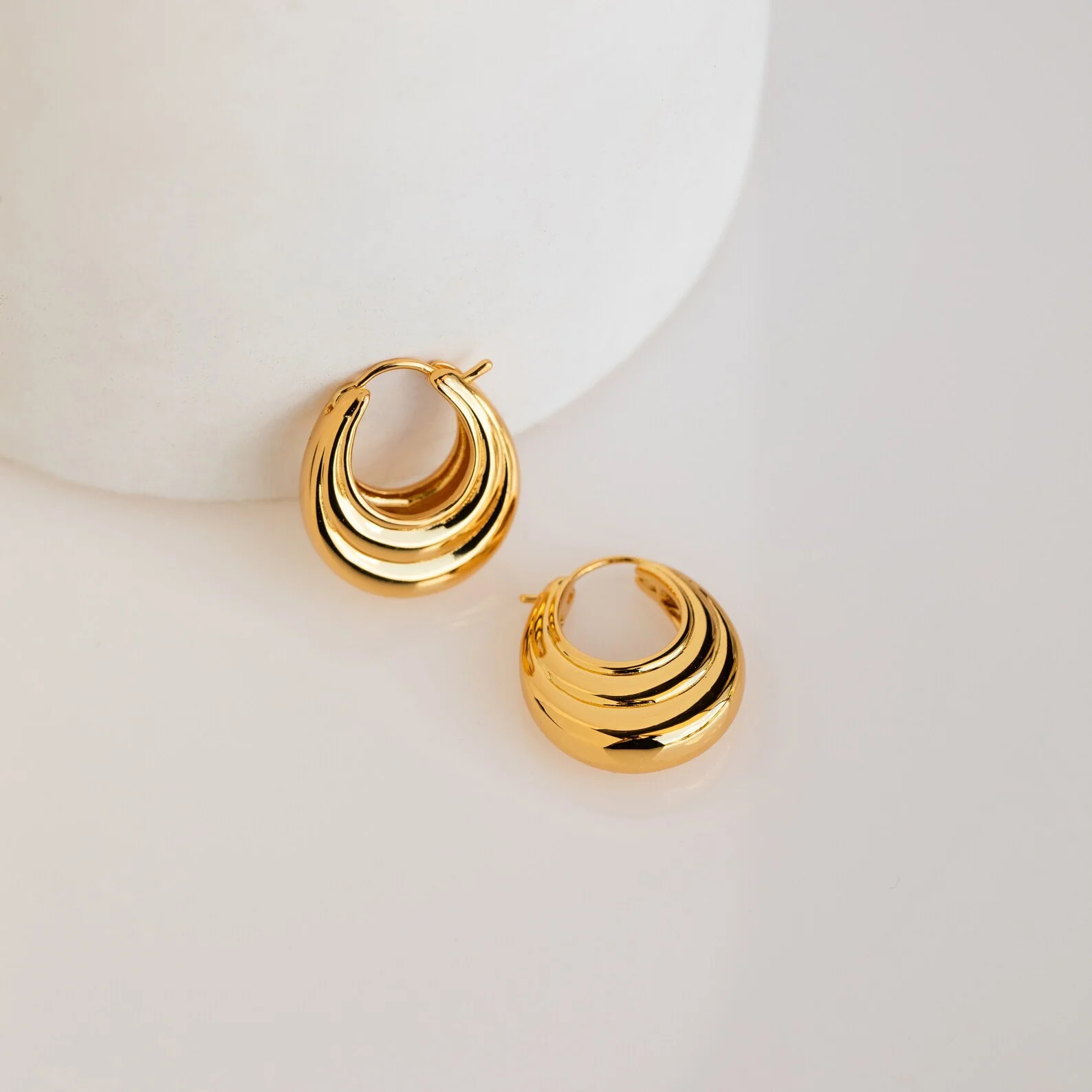 Katrina Chunky Ribbed Hoop Earrings | Caitlyn Minimalist | Caitlyn Minimalist