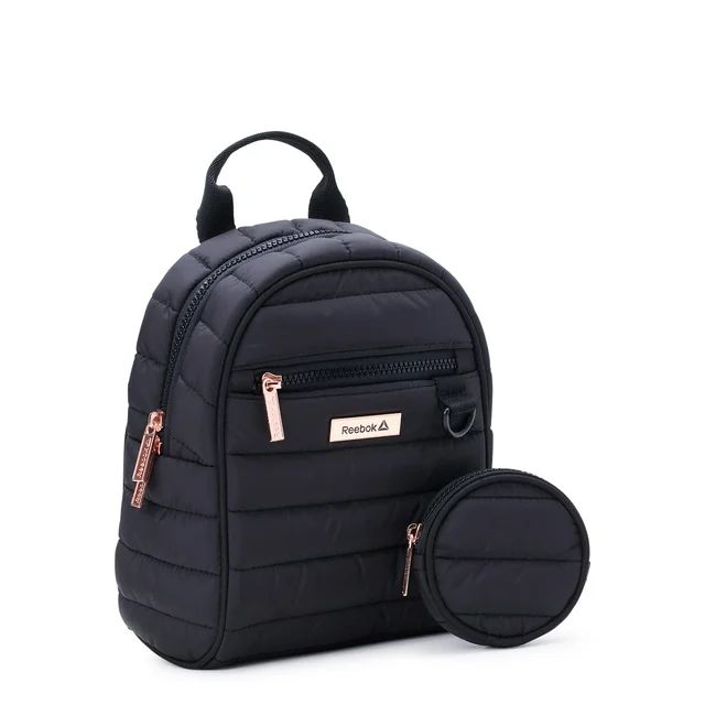 Reebok Women's Luna Quilted Mini Backpack with Coin Pouch, Black | Walmart (US)