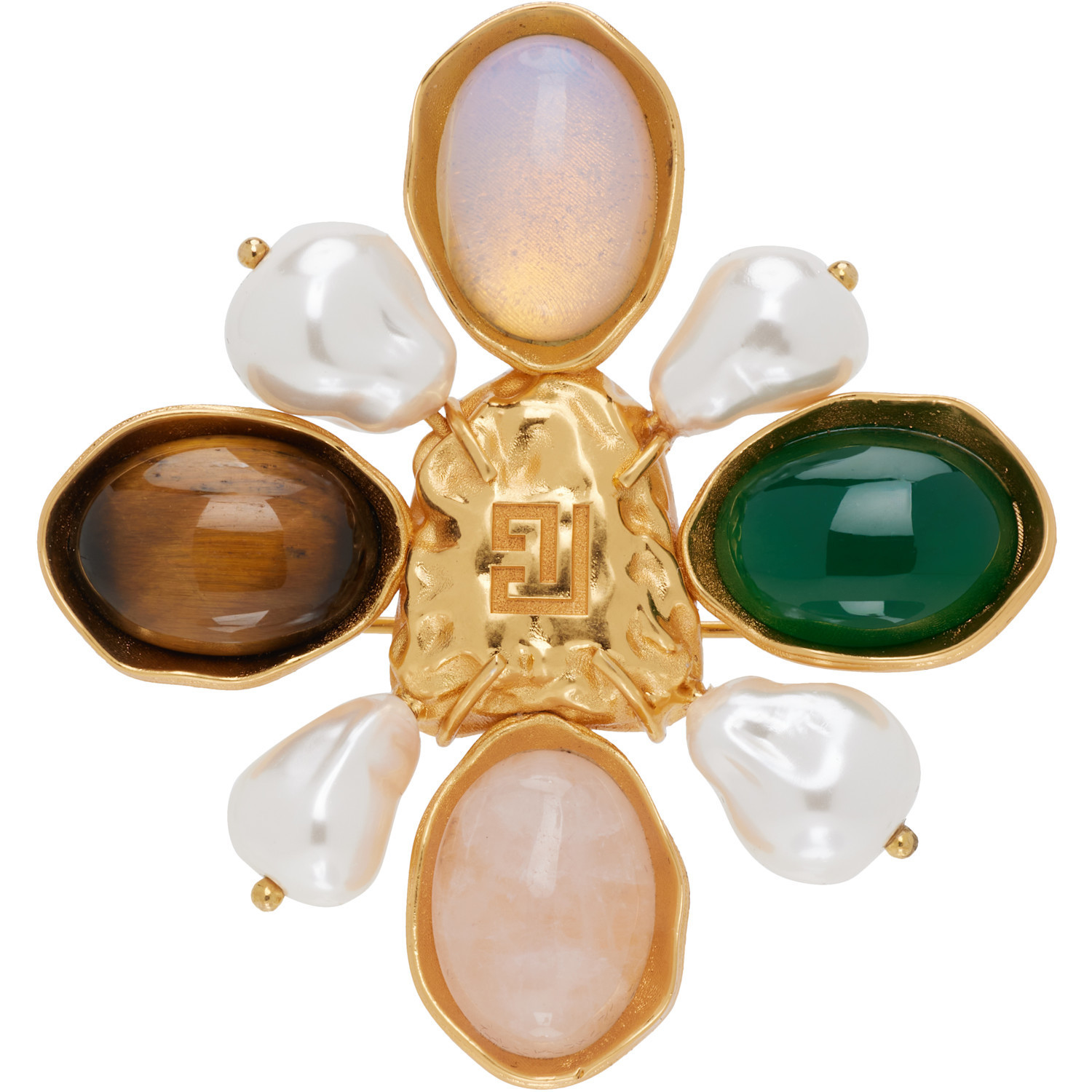 BALMAIN Baroque Stones & Pearls Brooch | SSENSE
