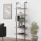 Nathan James Theo 5-Shelf Wood Modern Bookcase, Open Wall Mount Ladder Bookshelf with Industrial Met | Amazon (US)