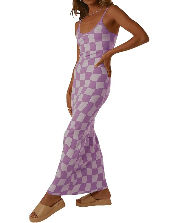 Bodycon Dresses for Women Summer Knit Hollow Out Sexy Night Out Midi Maxi Dress Sleeveless Long C... | Amazon (US)