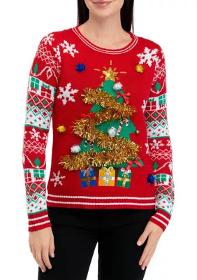 Joyland Women's Christmas Tree and Present Sweater | Belk