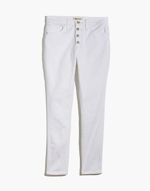 Curvy High-Rise Skinny Crop Jeans in Pure White: Button-Front Edition | Madewell