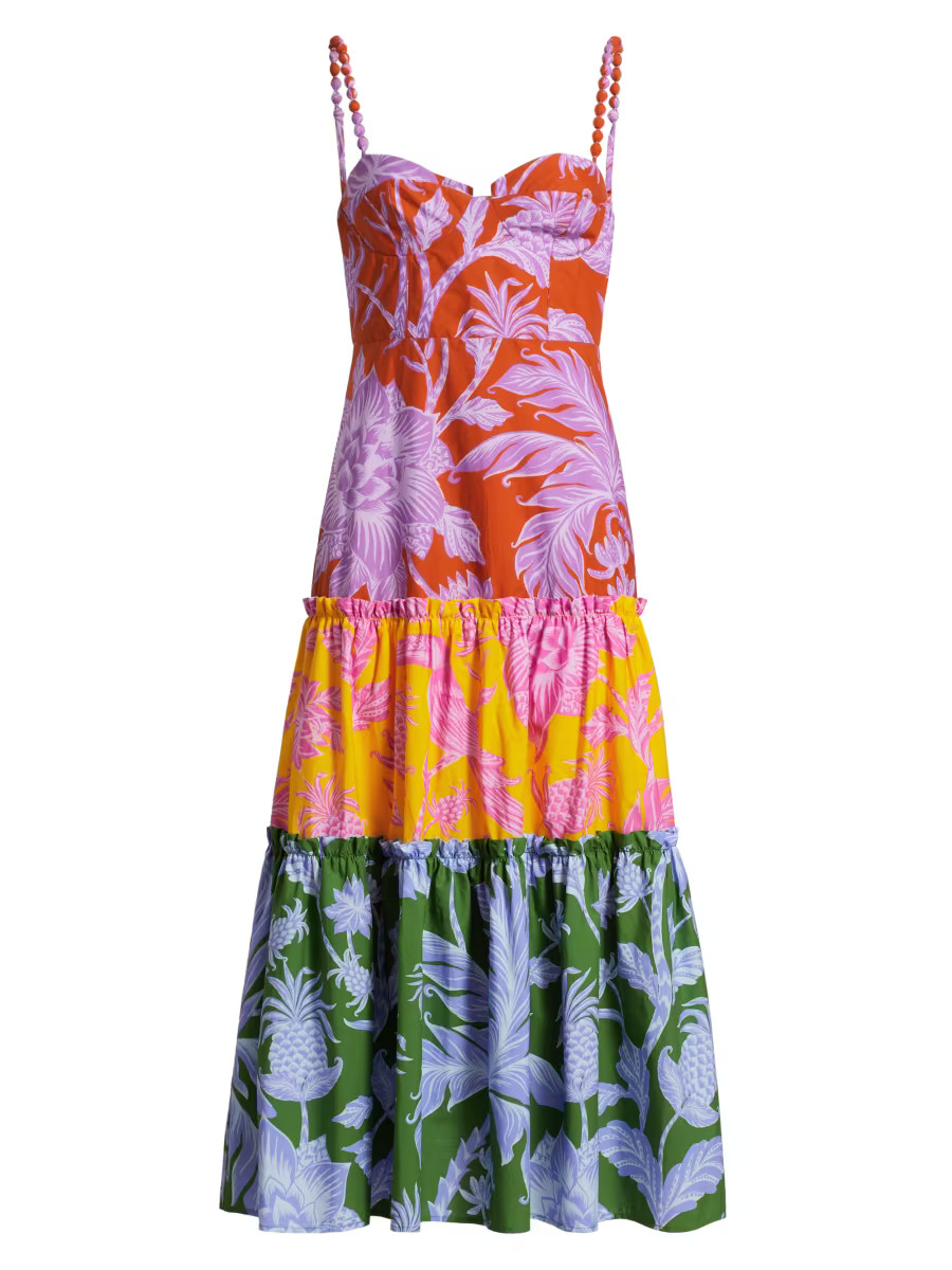 Tropical Swing Mix Sweetheart Midi-Dress | Saks Fifth Avenue