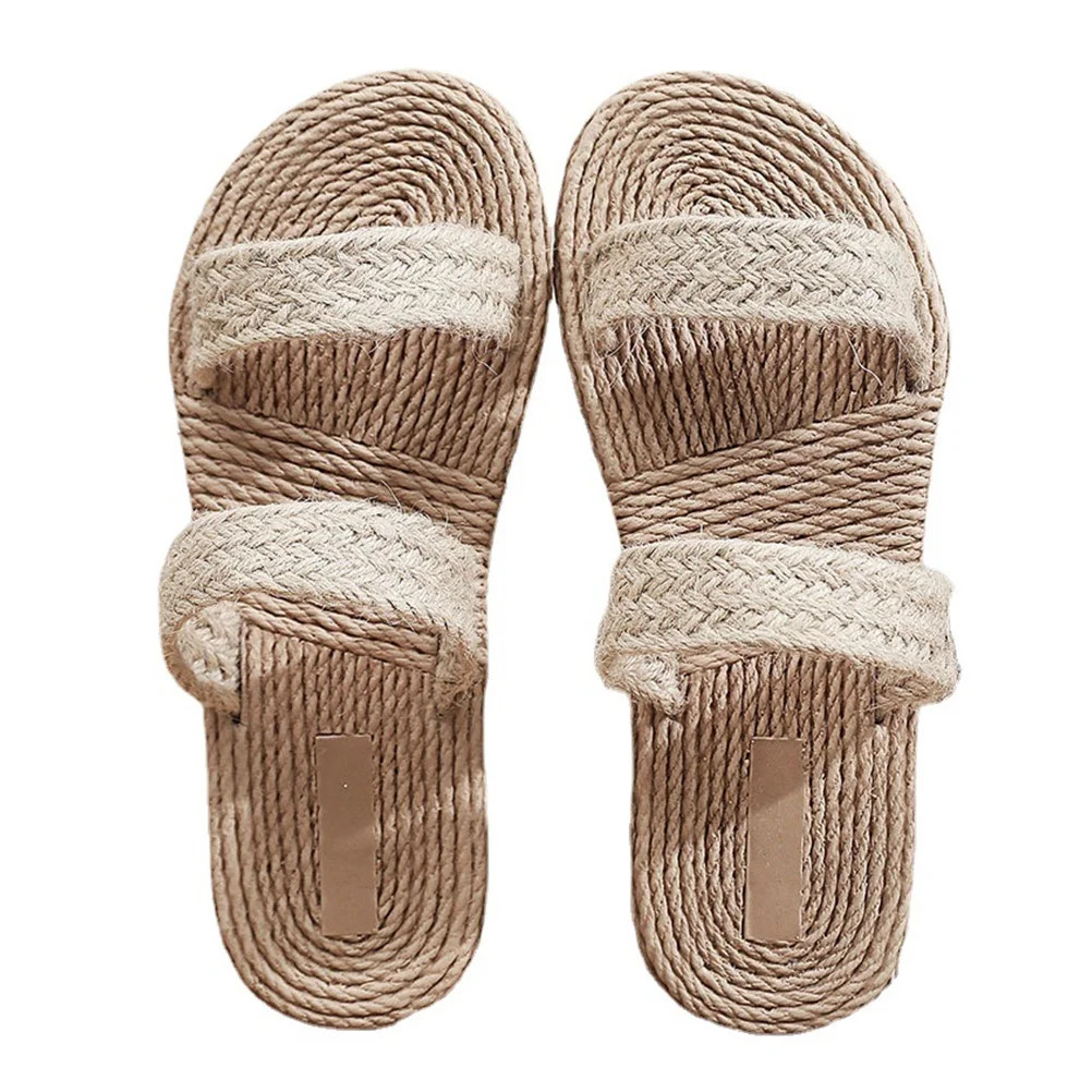 1 Pair Straw Woven Hemp Sole Sandals Straw Sandals Beach Slippers for Women | Walmart (US)