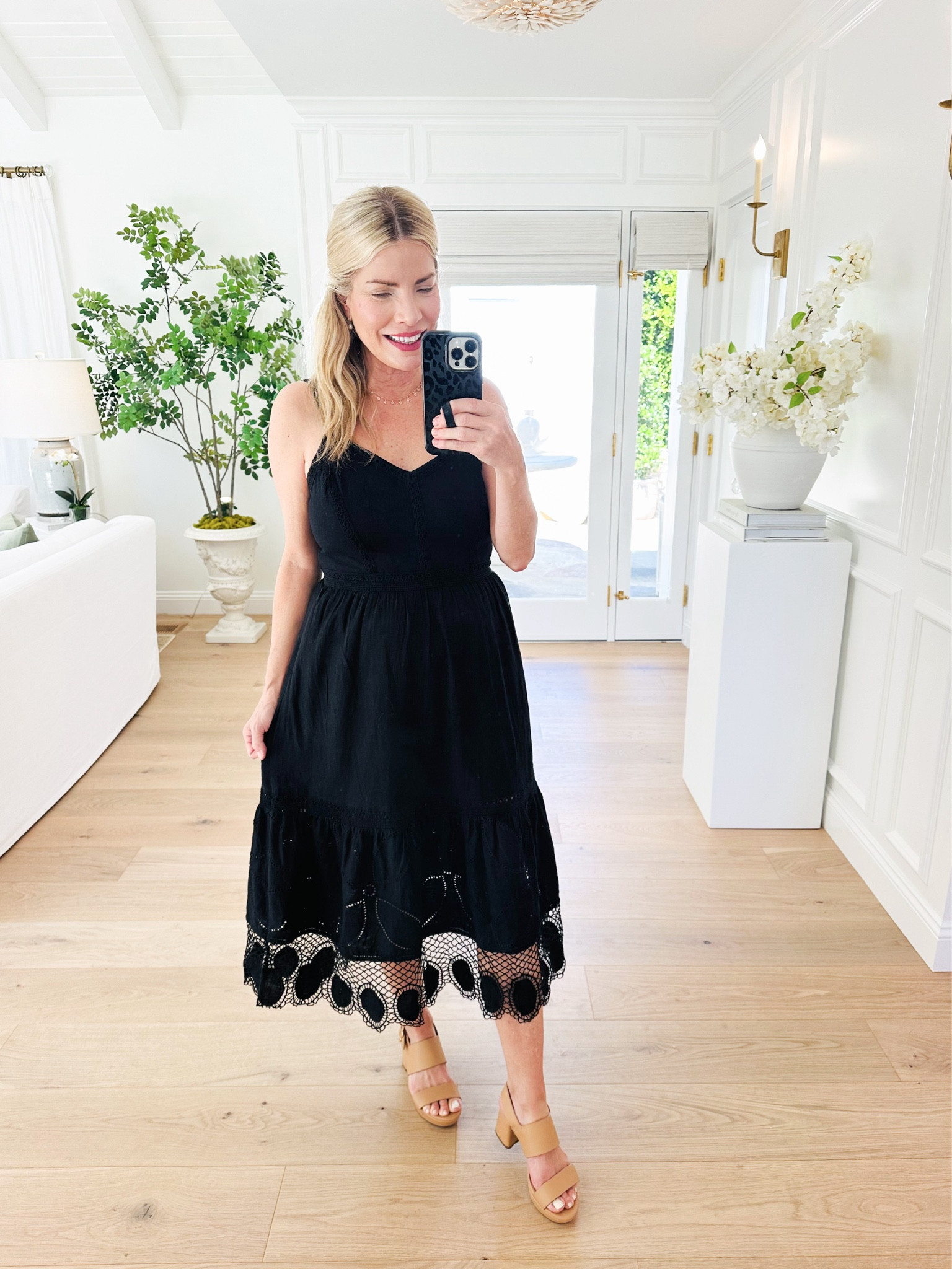 white christmas dresses LOFT Black Floral Print Midi Dress