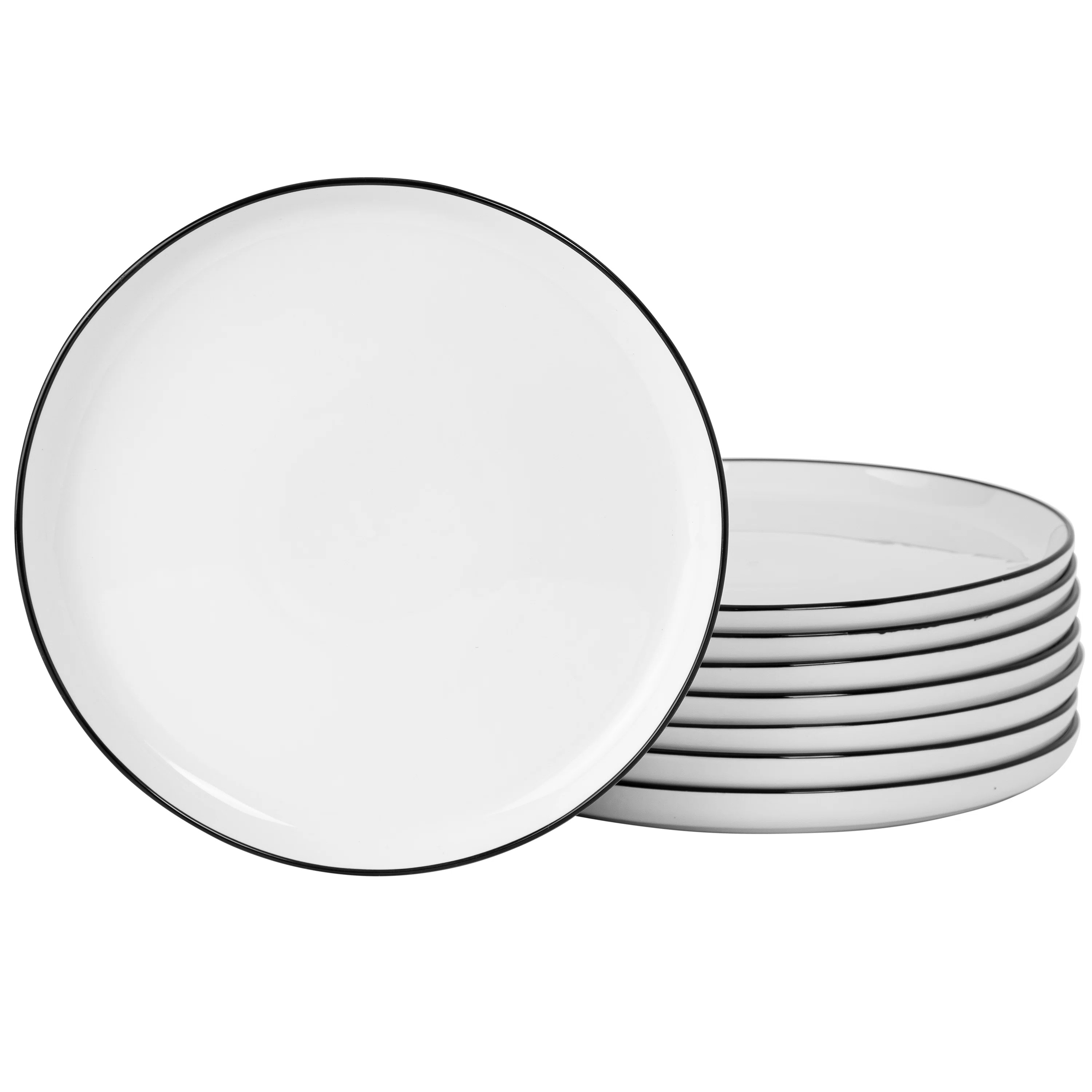 Gibson Home Oslo 8 Piece Porcelain Dinner Plate Set - Black Rim & Reviews | Wayfair | Wayfair North America
