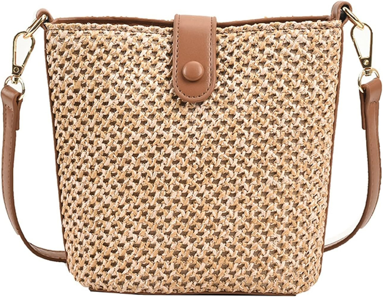 Summer Straw Bag Women Woven Crossbody Bucket Bag Bohemian Holiday Beach Hobo Bag 2023 New | Amazon (US)