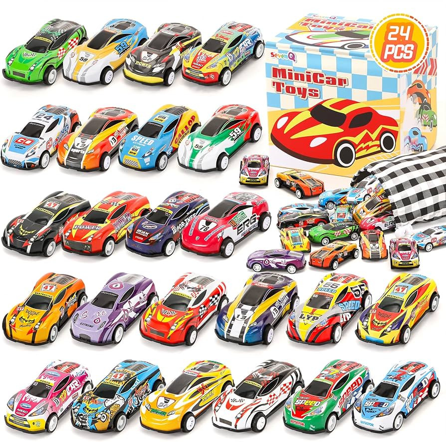 SevenQ Toy Cars for Kids, 24Pcs Race Cars Pull Back Cars Playsets with Storage Bags,Party Favors ... | Amazon (US)