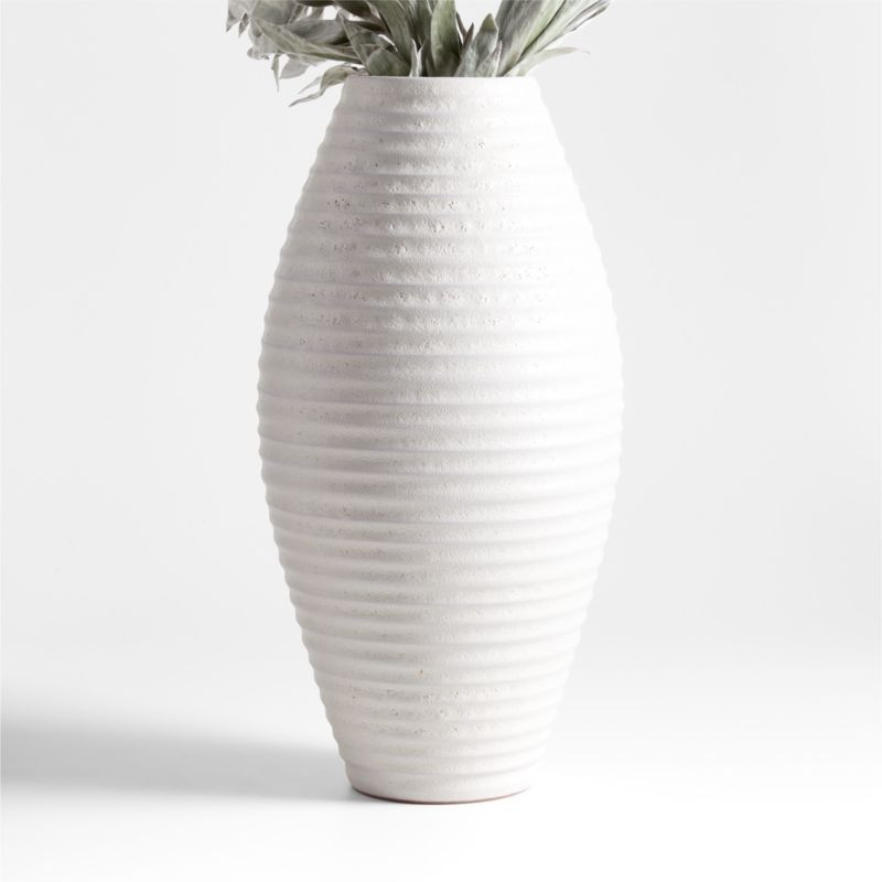 Otsu Tall White Ceramic Textured Vase 16" + Reviews | Crate & Barrel | Crate & Barrel