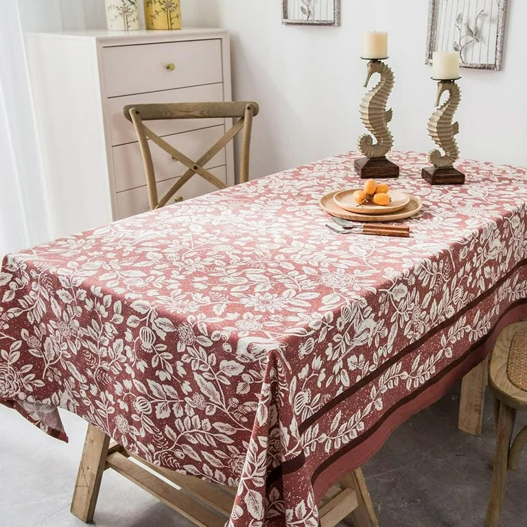 Floral and Plants Rectangle Tablecloths Luxurious Cotton Blend Tablecloth Table Covers for Kitche... | Walmart (US)