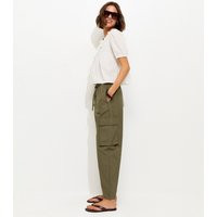 Women's Dark Khaki Barrel Leg Utility Cargo Trousers New Look | New Look (UK)