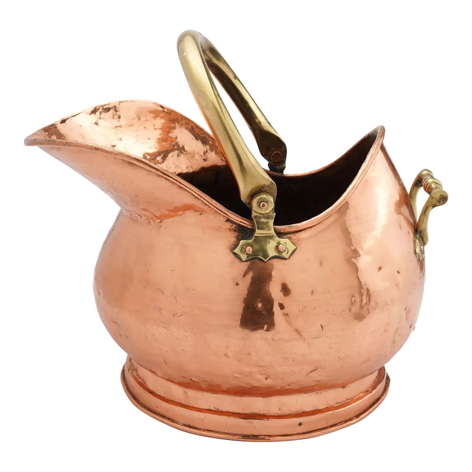 Helmet Shaped Copper Coal Hod on a Circular Footed Base, 1800's | Chairish