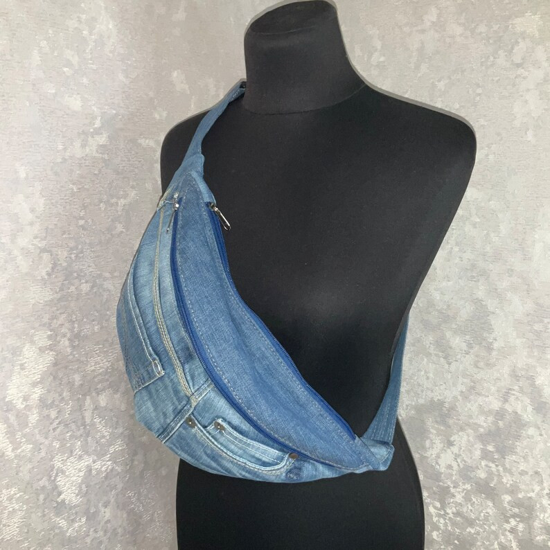 Denim Sling Backpack, Unisex Jean Fanny Pack. Casual Travel Chest Jean Bag. Denim Banana Purse. H... | Etsy (US)