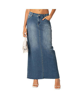 Women's Elowyn slitted denim maxi skirt | Macy's