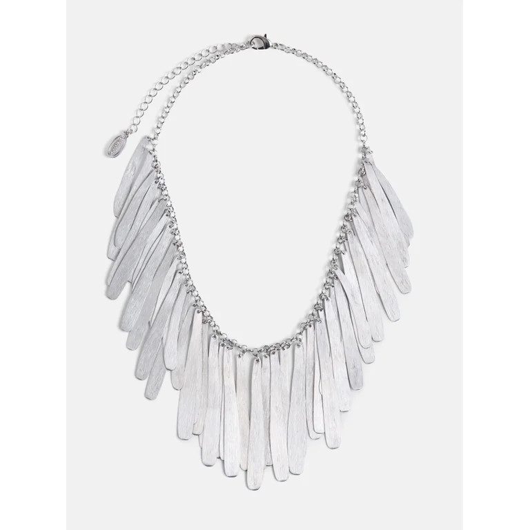 Scoop Women's Silver Tone Fringe Necklace | Walmart (US)