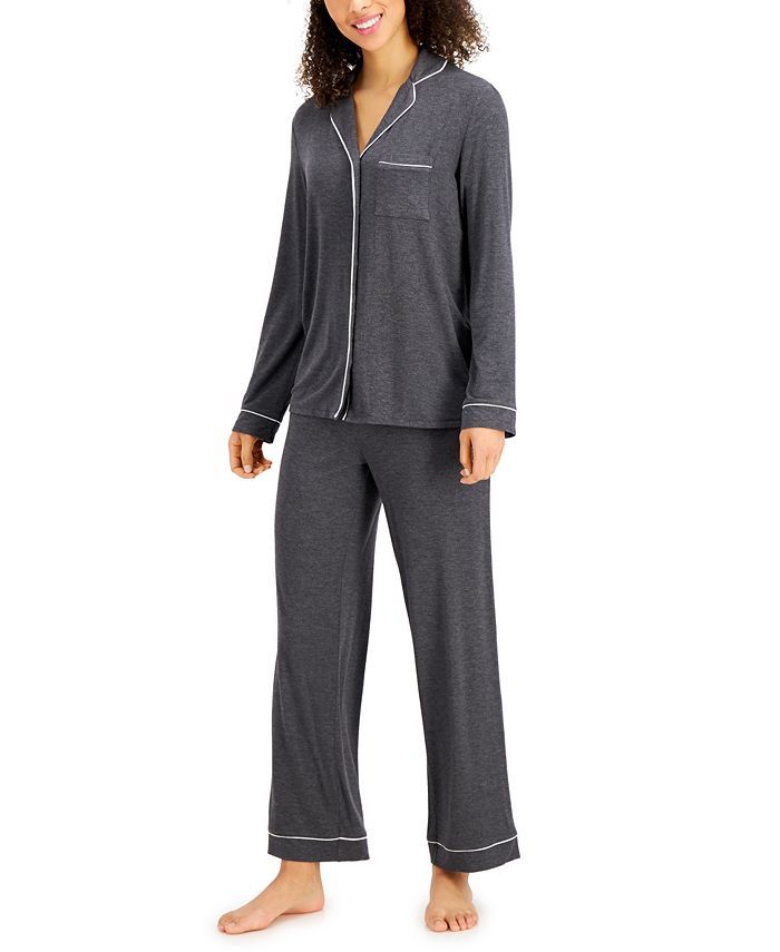 Alfani Super Soft Modal Notch Collar Top & Pants Pajama Set, Created for Macy's & Reviews - All P... | Macys (US)
