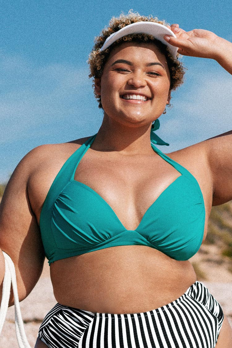 Chaya Halter Back Tie Plus Size Bikini Top | Cupshe