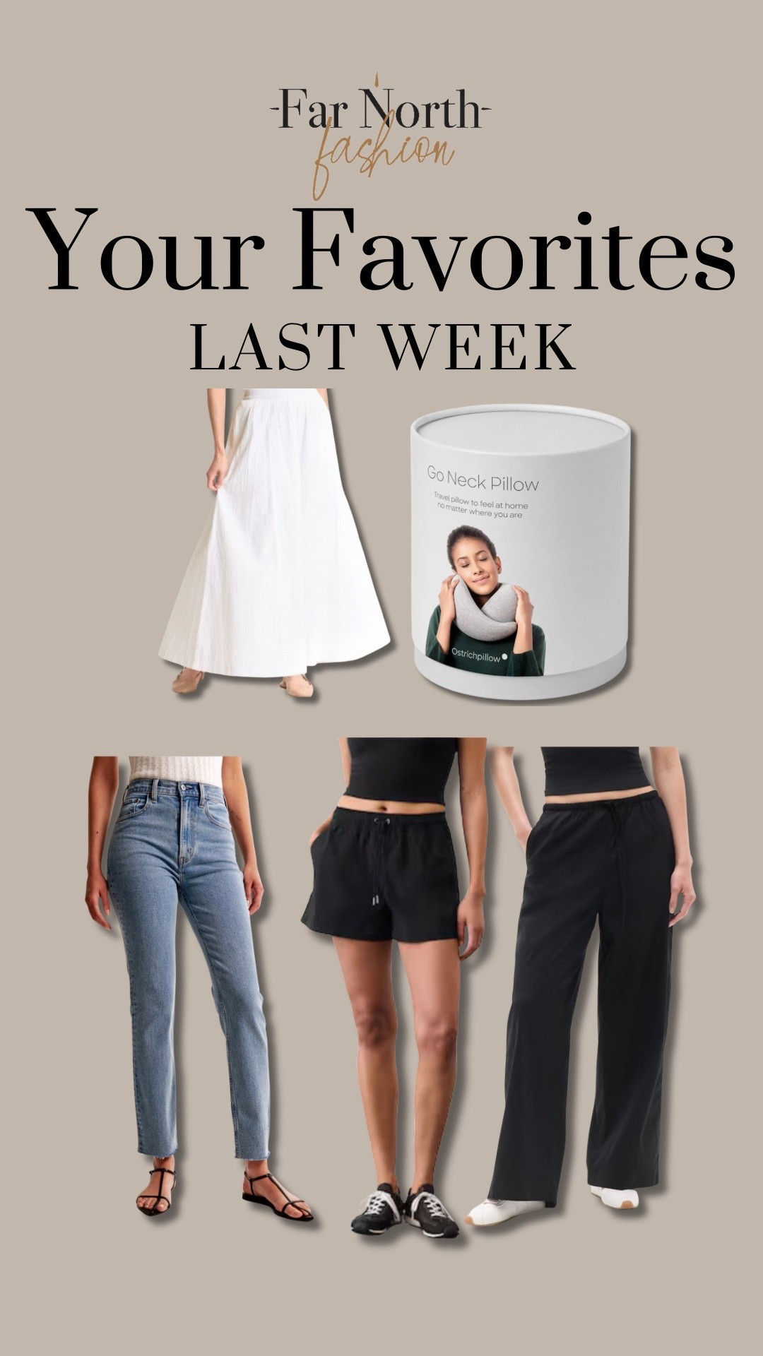 Last week’s best sellers:
1. Abercrombie ankle straight jeans
2. Ostrich neck pillow
3. Athleta shorts
4. Athleta wide leg pants
5. A New Day maxi skirt 

#LTKOver40 #LTKMidsize #LTKSaleAlert