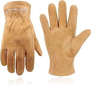 HANDLANDY Genuine Kids Leather Work Gloves for ages 3-11, Children Gardening Gloves for Boys, Gir... | Amazon (US)