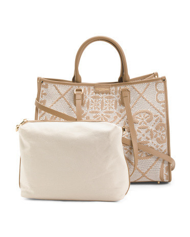 Fabric Tote, Leather/Gold | TJ Maxx