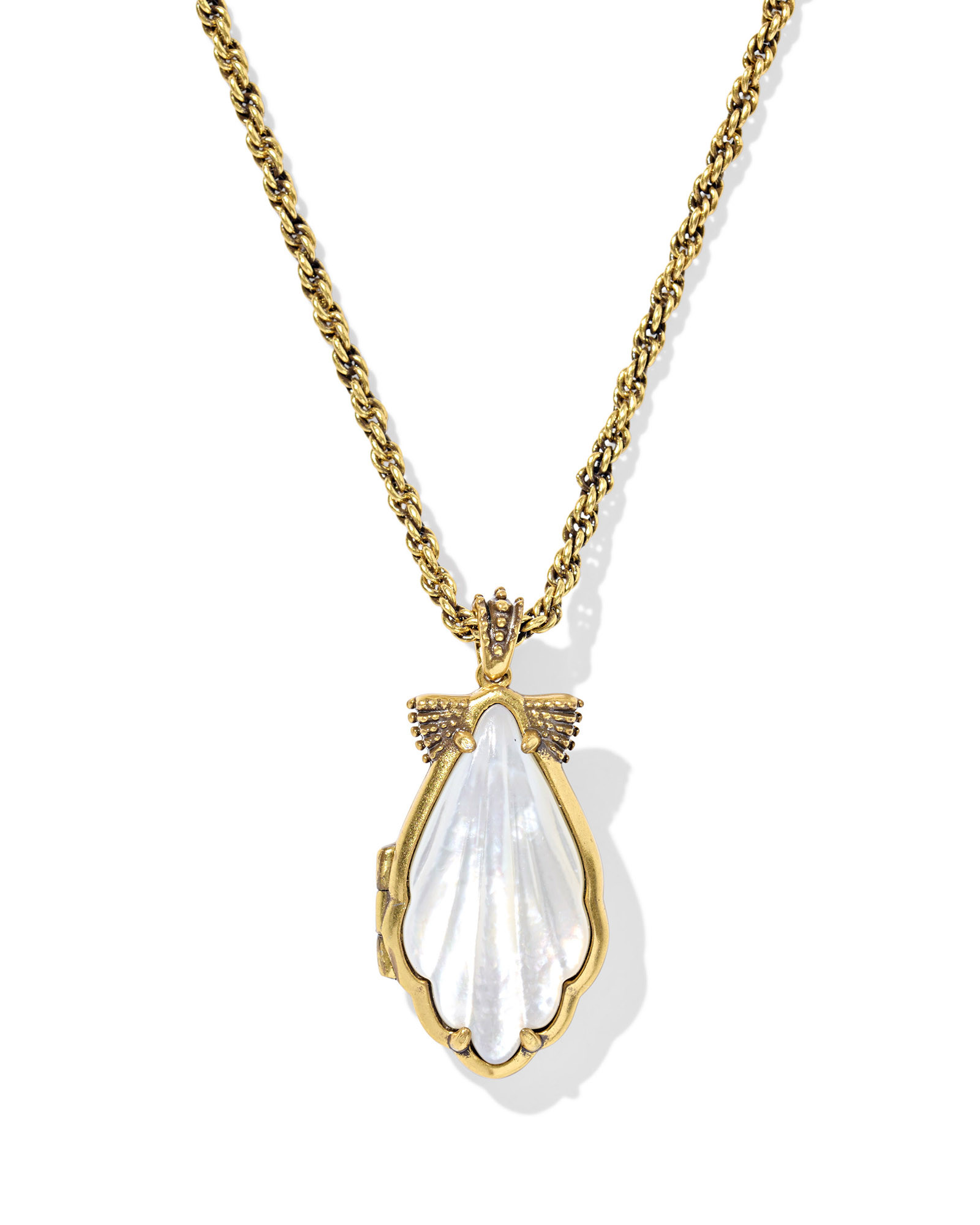 Alexa Locket Vintage Gold Short Pendant Necklace | Kendra Scott