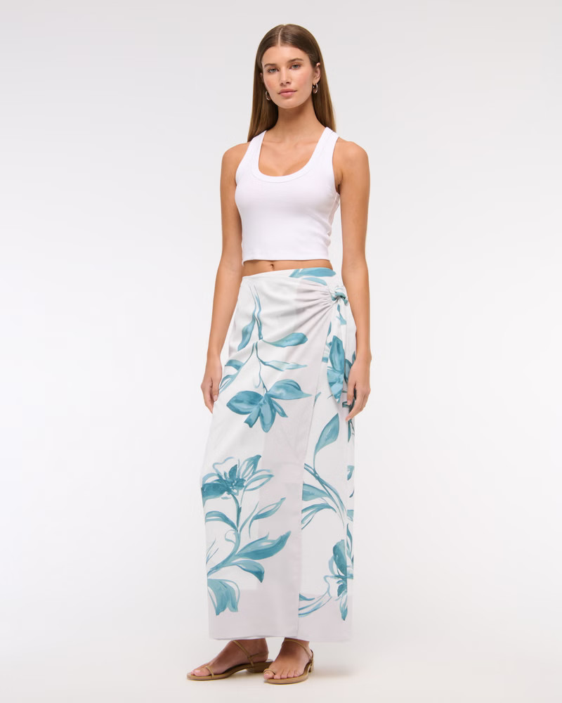 Mid Rise Wrap Maxi Skirt | Abercrombie & Fitch (US)