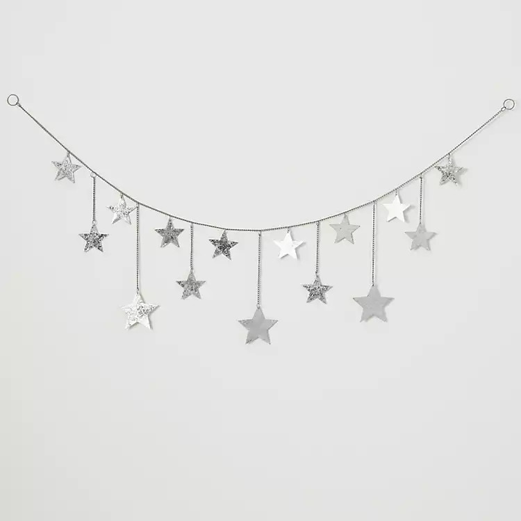 Silver Metal Hanging Stars Garland | Kirkland's Home